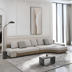 Canapé d'angle incurvé en tissu gris Arles