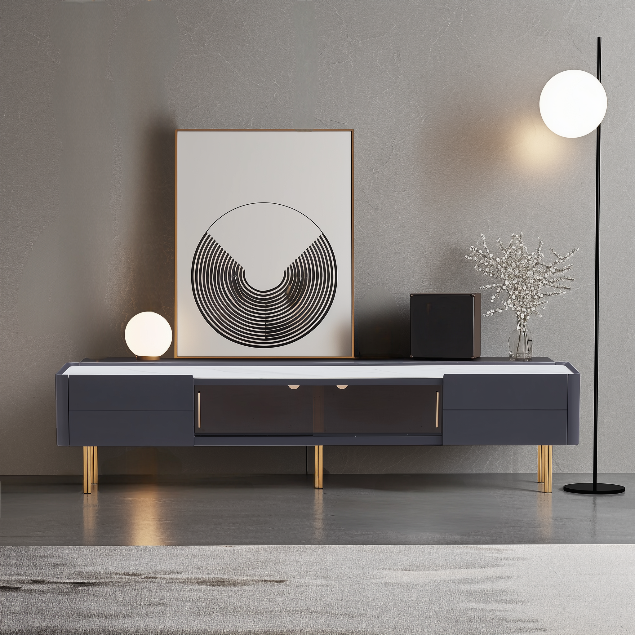 Meuble TV Noble Doré