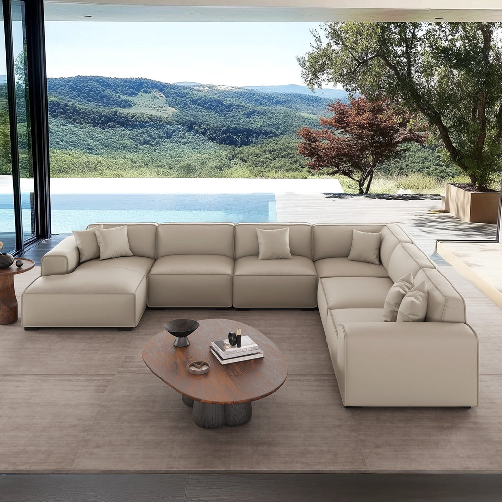 Canapé d'angle modulaire en cuir noir Domus en forme de U