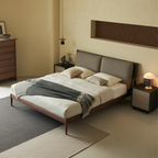 Lit en cuir crème truffe