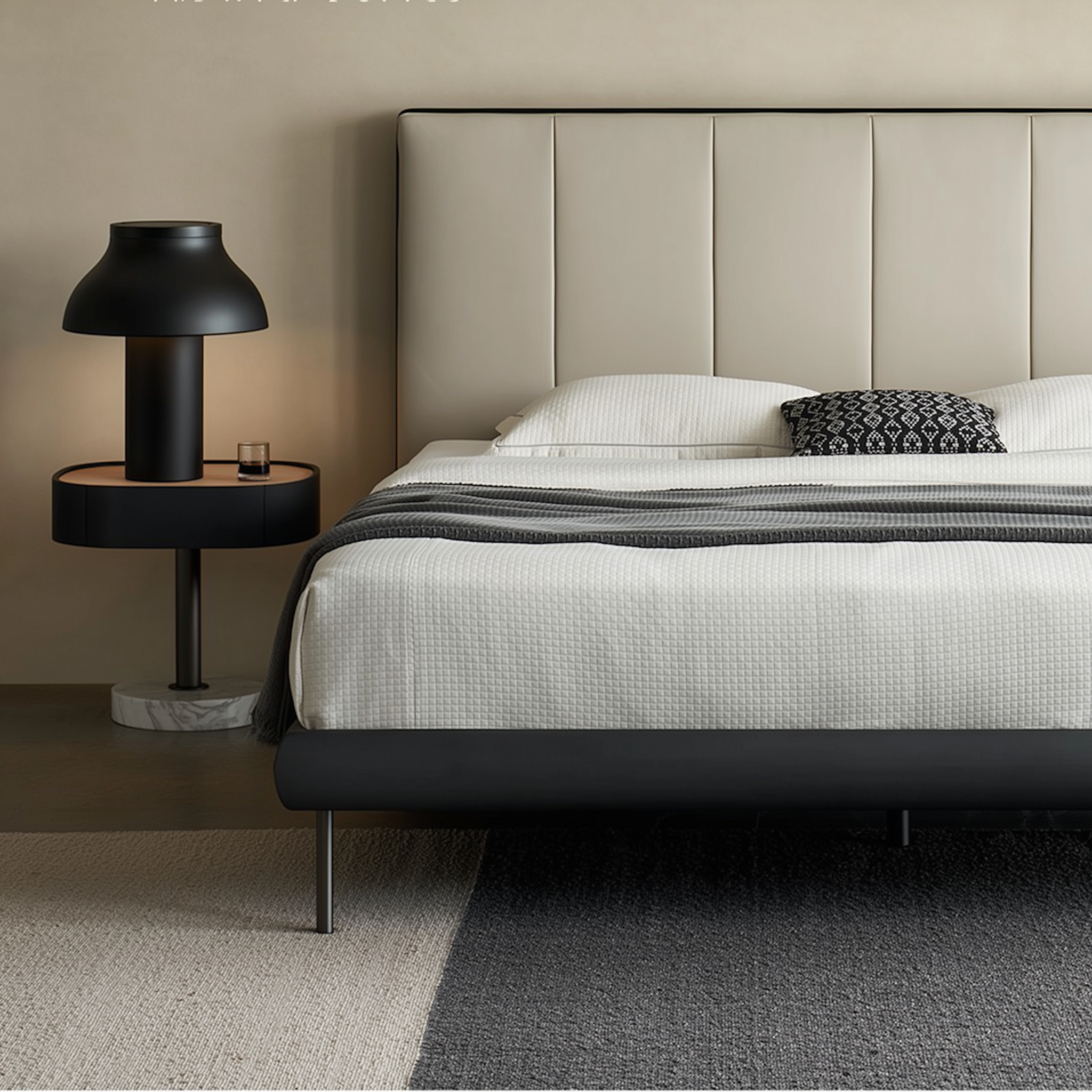 Lit en cuir à bords muffins