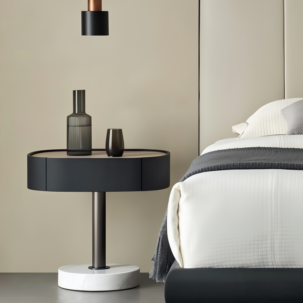 Table de chevet à pois en marbre