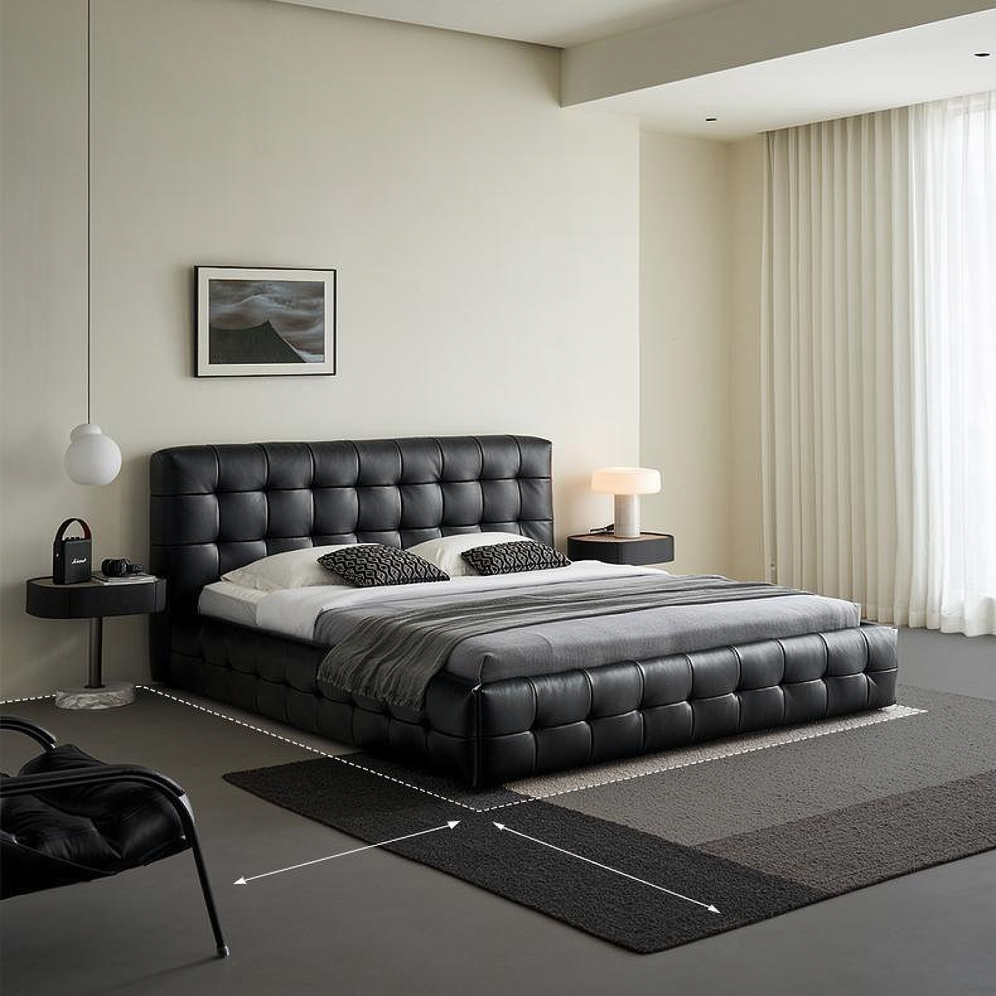 Lit en cuir Marshmallow