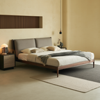 Lit en cuir crème truffe