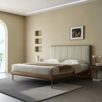 Lit en cuir à bords muffins