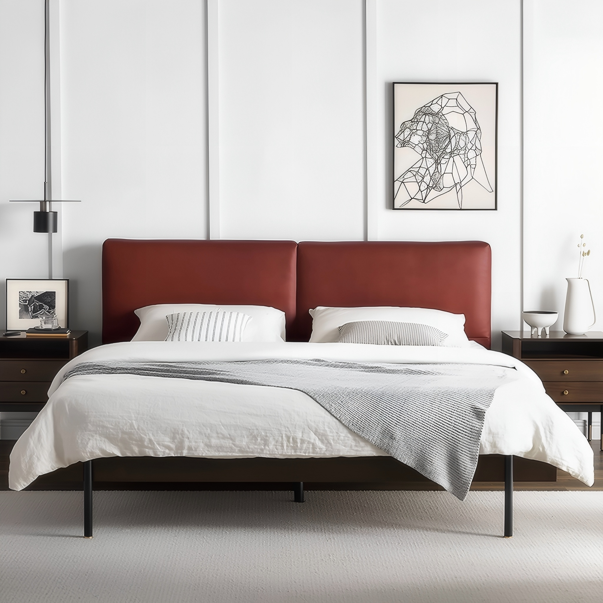 Lit en cuir de pain d'érable