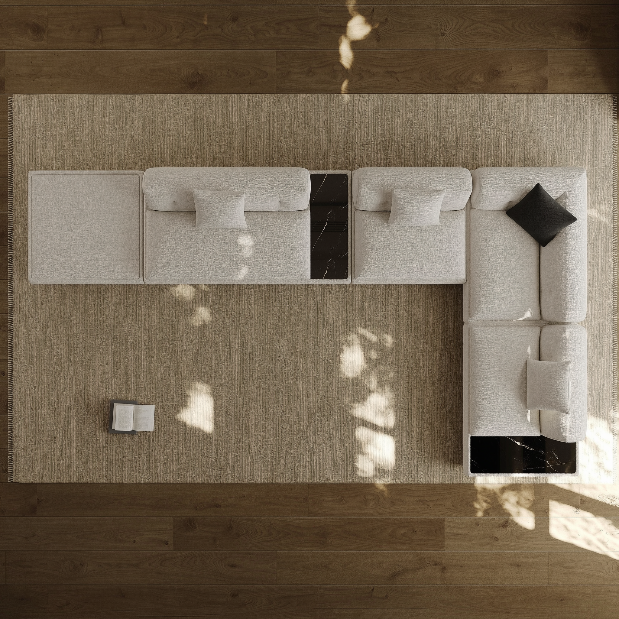 Canapé sectionnel en L Silver Moon Boucle