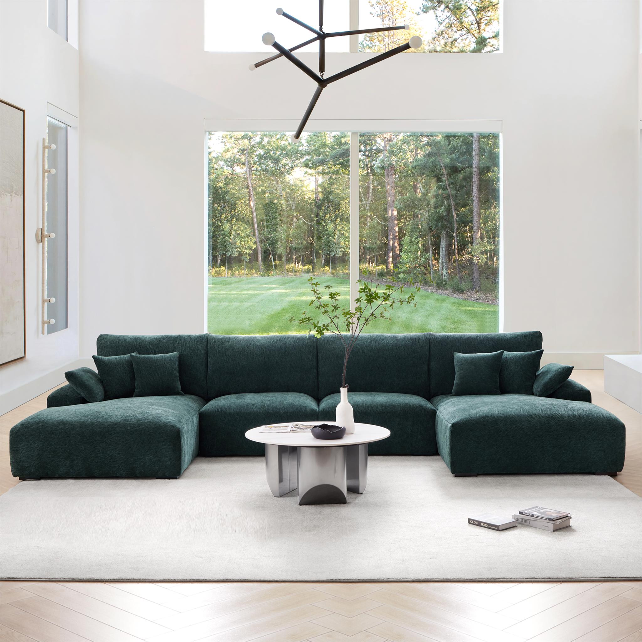 Le canapé d'angle en U vert impératrice